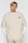 Футболка oversize хлопковая с принтом - цвет бежевый - 4
