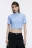Футболка укороченная в рубчик с вышивкой - цвет голубой - 3
