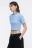 Футболка укороченная в рубчик с вышивкой - цвет голубой - 4