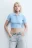 Футболка-топ укороченная с воротником-поло - цвет голубой - 2