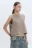 Топ-майка хлопковый с открытыми срезами - цвет бежевый - 3