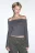 Топ-лонгслив off shoulders в рубчик - цвет серый - 2