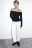 Топ-лонгслив off shoulders в рубчик - цвет черный - 1
