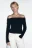Топ-лонгслив off shoulders в рубчик - цвет черный - 2