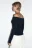 Топ-лонгслив off shoulders в рубчик - цвет черный - 4