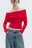 Джемпер off-shoulders тонкой вязки - цвет красный - 1