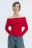 Джемпер off-shoulders тонкой вязки - цвет красный - 2