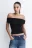 Топ off-shoulders облегающий в рубчик - цвет черный - 2