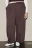 Брюки широкие из футера с защипами - цвет коричневый - 2