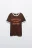 Футболка хлопковая с принтом и контрастным кантом - цвет коричневый - 1