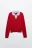 Кардиган вязаный с имитацией поло - цвет красный - 7