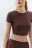 Футболка-топ домашняя укороченная - цвет коричневый - 5
