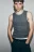 Майка-топ облегающая в рубчик с декоративными швами - цвет серый - 1