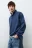 Свитшот из футера с воротником-стойкой на кнопках - цвет синий - 1