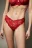 Трусы-стринги кружевные со средней посадкой - цвет красный - 2