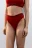 Трусы-стринги в рубчик с надписью - цвет красный - 2