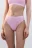 Трусы-стринги в рубчик с надписью - цвет розовый - 2
