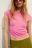 Футболка-топ облегающая вискозная с коротким рукавом - цвет розовый - 1