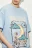 Футболка хлопковая оверсайз с принтом - цвет голубой - 5