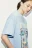 Футболка хлопковая оверсайз с принтом - цвет голубой - 7