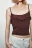 Майка-топ облегающая на тонких бретелях с оборками - цвет коричневый - 5