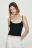 Майка-топ облегающая на тонких бретелях с оборками - цвет черный - 2