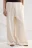 Брюки широкие вискозные на завязках со льном больших размеров - цвет молочный - 2