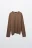 Лонгслив хлопковый вязаный прямой - цвет коричневый - 1