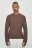 Лонгслив хлопковый вязаный прямой - цвет коричневый - 4