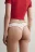 Трусы-стринги в рубчик с высокой посадкой и оборками - цвет красный - 3