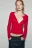 Лонгслив на пуговицах облегающий - цвет красный - 1
