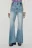 Джинсы клеш с высокой посадкой и поясом-цепочкой - цвет голубой - 2