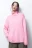 Свитер вязаный свободный с воротником - цвет розовый - 2