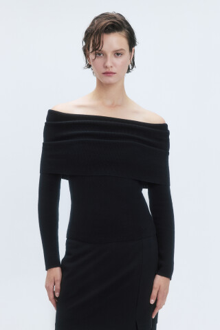 Джемпер off-shoulders тонкой вязки — фото 3