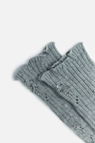 Гетры высокие рваные в рубчик с оборками — фото 2