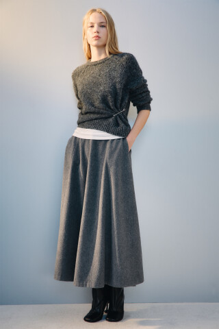 Юбка-трапеция из теплого трикотажа — фото 2