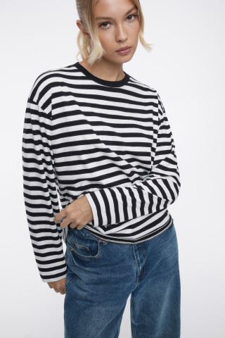 Лонгслив oversize хлопковый в полоску