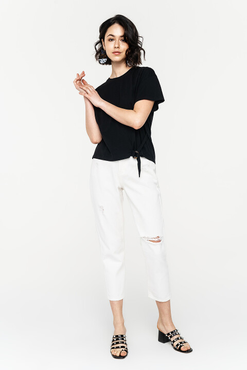 

Джинсы mom хлопковые укороченные, Белый, джинсы mom хлопковые укороченные