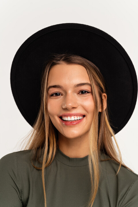 

Шляпа-федора из искусственной замши, Черный, Шляпа-федора из искусственной замши