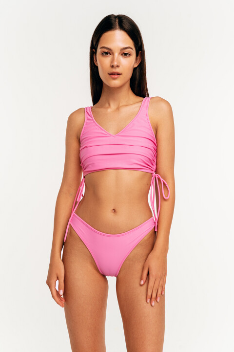 

Купальный топ с боковыми сборками, Розовый, Купальный топ с боковыми сборками