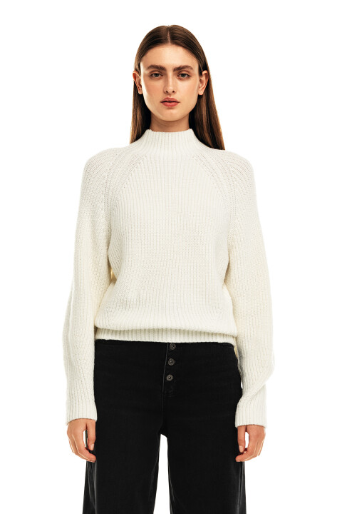 

Свитер oversize в рубчик, Белый, Свитер oversize в рубчик