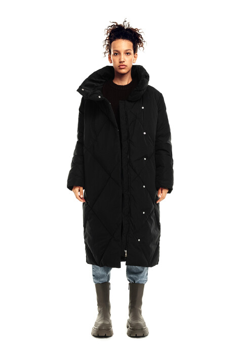 

Пуховик oversize с натуральным утеплителем, Черный, Пуховик oversize с натуральным утеплителем