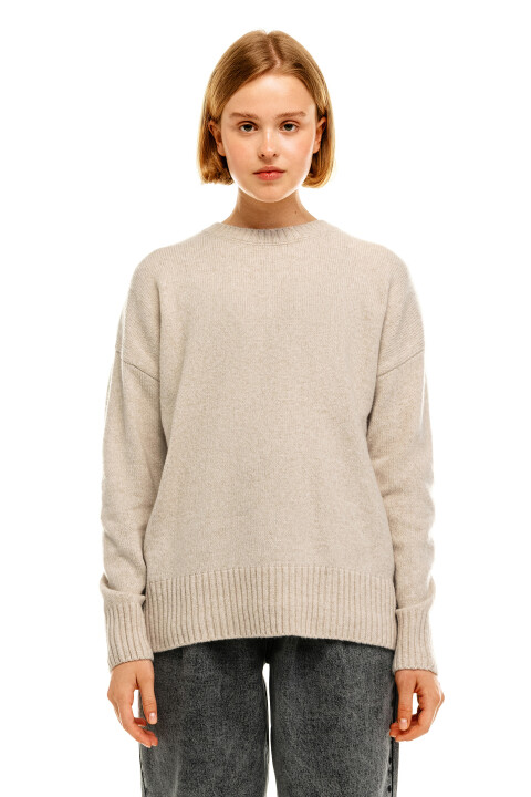 

Свитер вязаный oversize, Бежевый, Свитер вязаный oversize