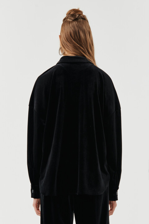 

Рубашка бархатная oversize, Черный, Рубашка бархатная oversize