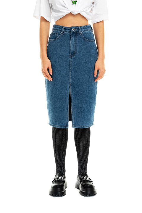 

Юбка джинсовая миди, Голубой, Юбка джинсовая миди