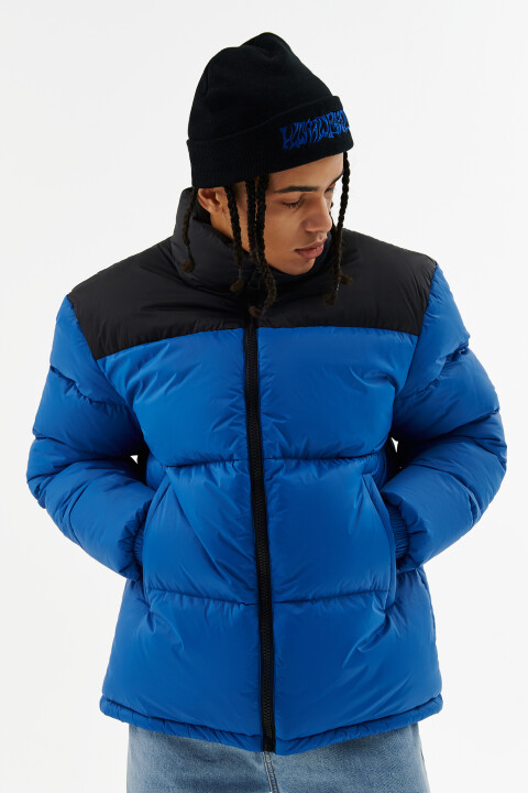 

Куртка стеганая утепленная в стиле колор-блок, Синий, Куртка стеганая утепленная в стиле колор-блок