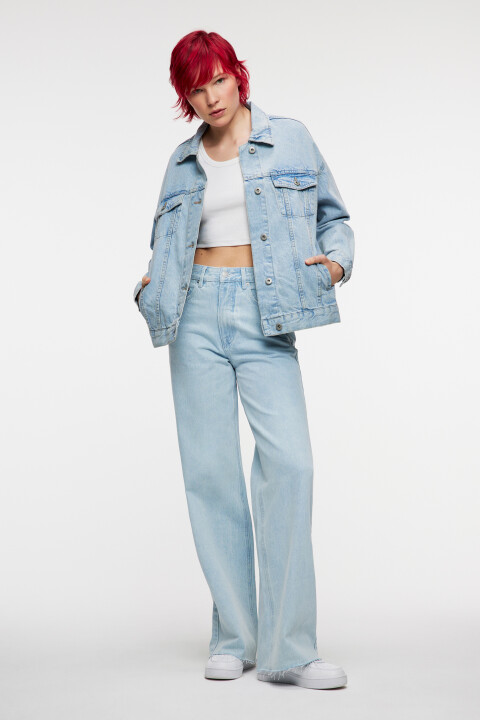

Куртка джинсовая oversize, Голубой, Куртка джинсовая oversize