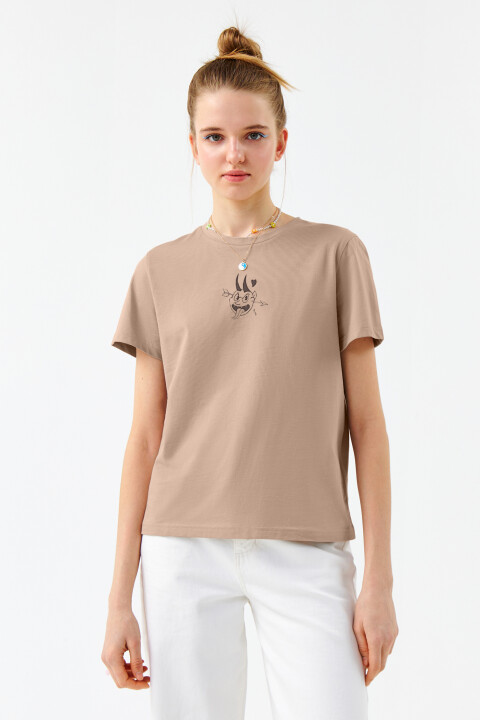 

Футболка женская, Темно-бежевый, Футболка женская