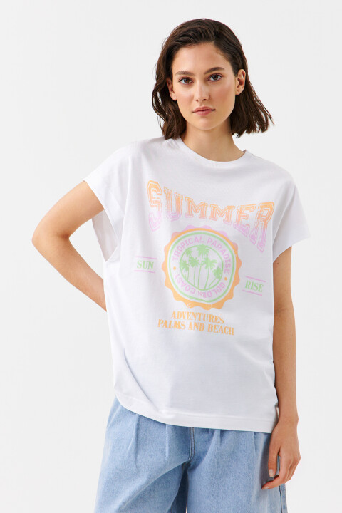 

Футболка oversize с принтом summer, Белый, Футболка oversize с принтом summer