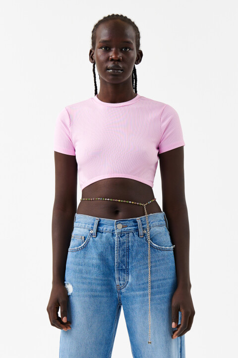 Топ-футболка облегающий в рубчик